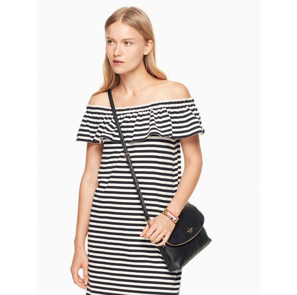 New Kate Spade striped off shoulder dress